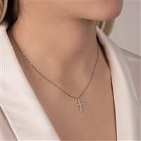 Anhänger Mirco Visconti Dame Girocollo croce in Weißgold Diamante 0.14 Ct BG60/30 - BG60/30